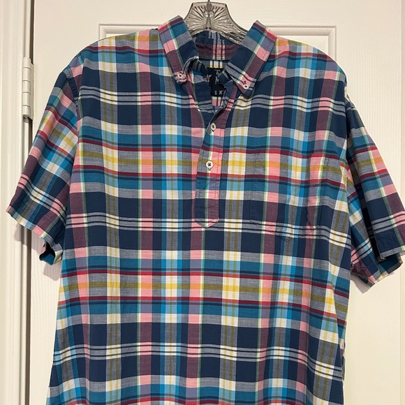 chubbies The Nutter Pink/Blue Plaid Short Sleeve Popover Shirt Size L - Picture 1 of 4
